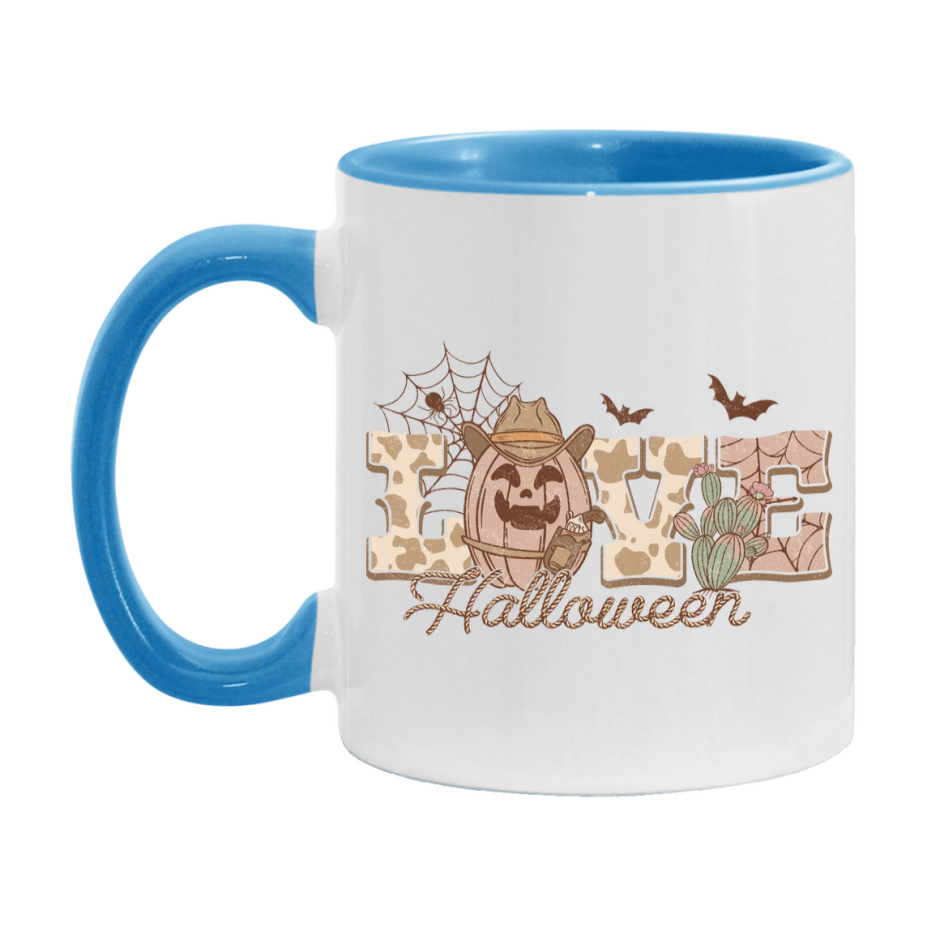 Western Halloween Mug, Cute Retro Western Halloween Coffee Cup, 11Oz Or 15Oz White Ceramic Mug