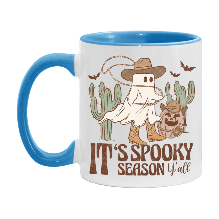 Western Halloween Mug, Cute Retro Western Halloween Coffee Cup, 11Oz Or 15Oz White Ceramic Mug