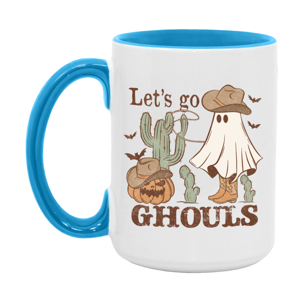 Western Halloween Mug, Cute Retro Western Halloween Coffee Cup, 11Oz Or 15Oz White Ceramic Mug