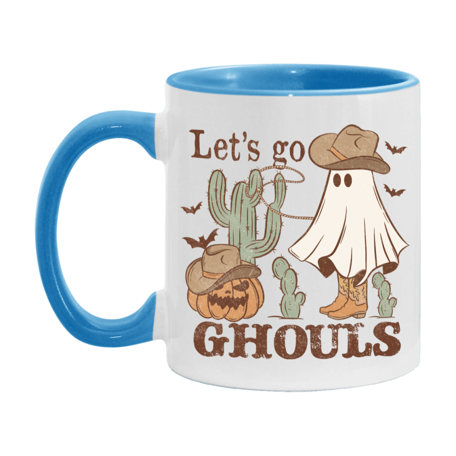 Western Halloween Mug, Cute Retro Western Halloween Coffee Cup, 11Oz Or 15Oz White Ceramic Mug