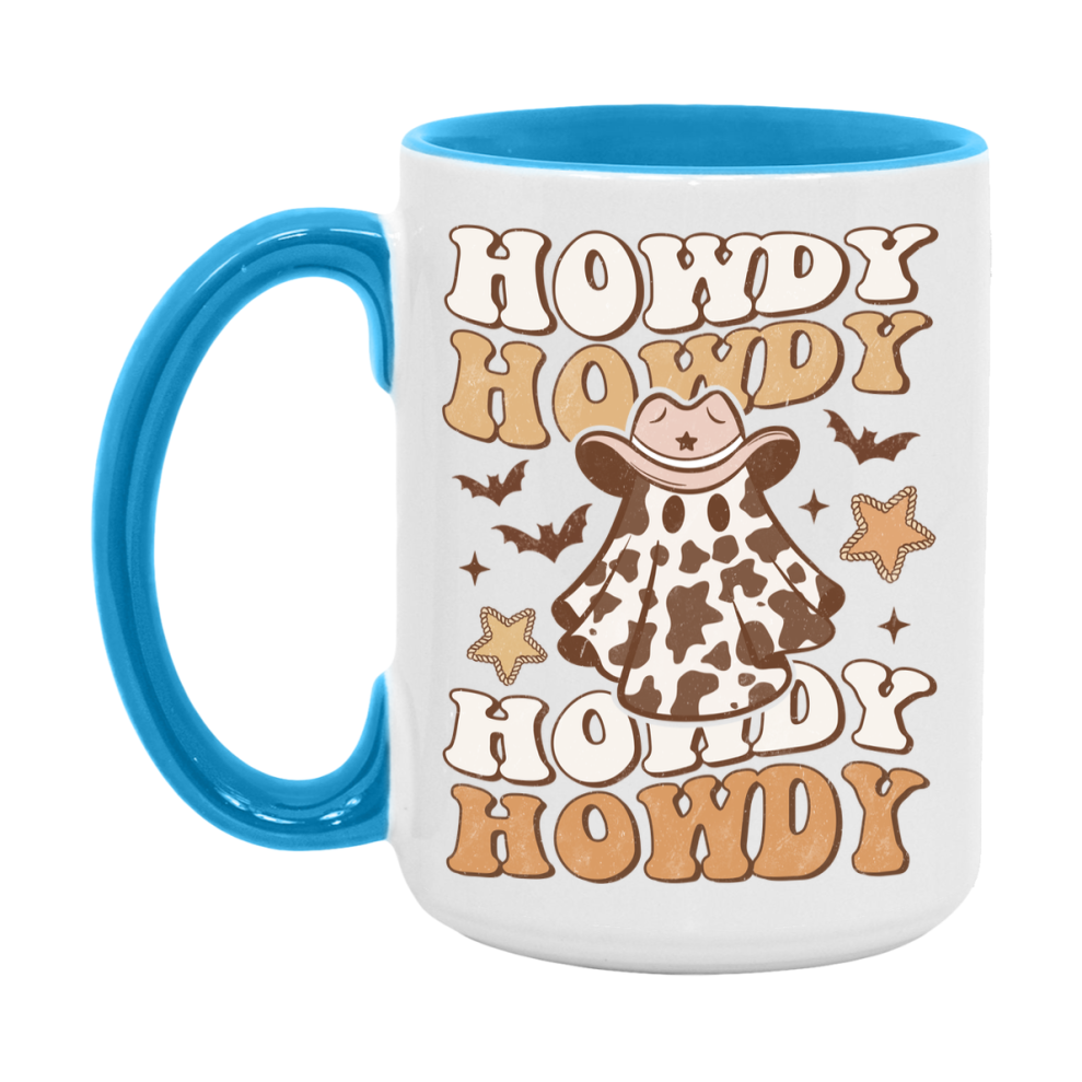 Western Halloween Mug, Cute Retro Western Halloween Coffee Cup, 11Oz Or 15Oz White Ceramic Mug