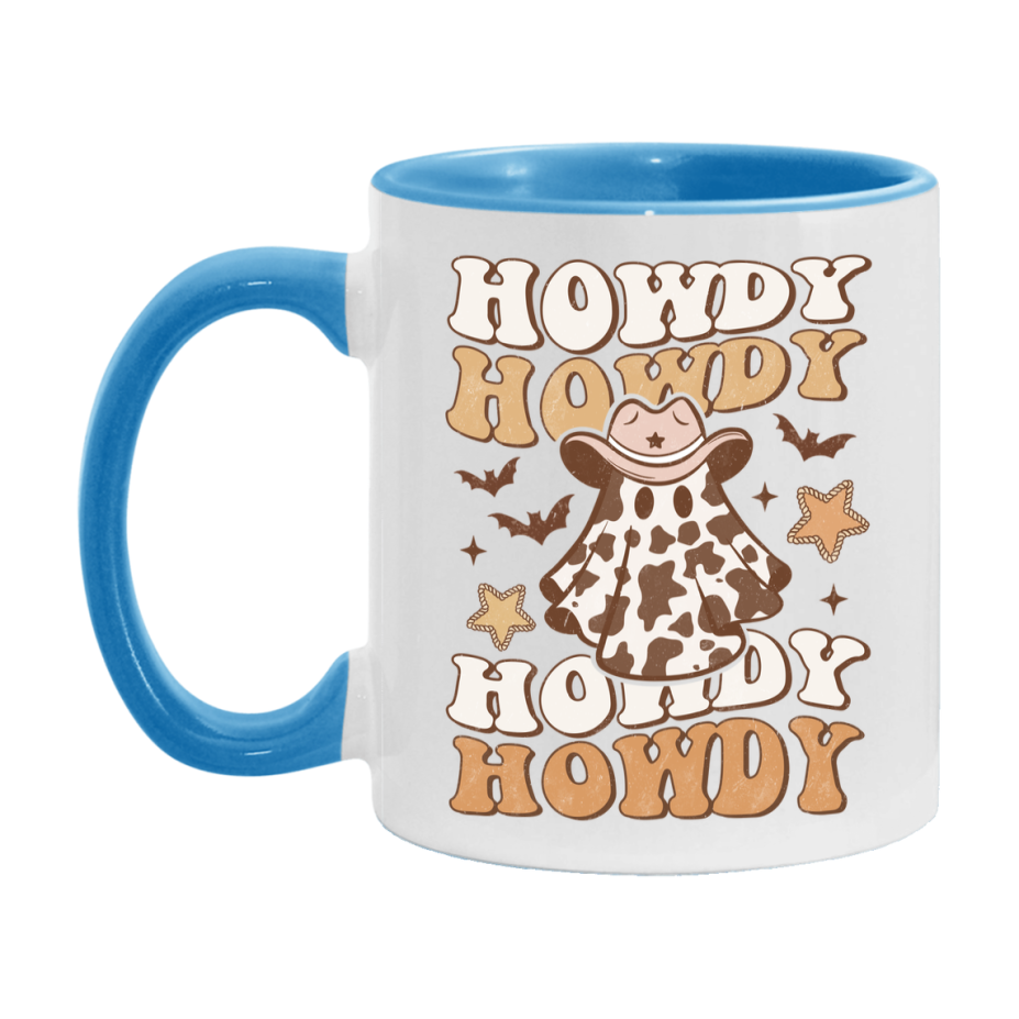 Western Halloween Mug, Cute Retro Western Halloween Coffee Cup, 11Oz Or 15Oz White Ceramic Mug