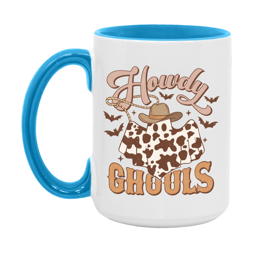 Western Halloween Mug, Cute Retro Western Halloween Coffee Cup, 11Oz Or 15Oz White Ceramic Mug
