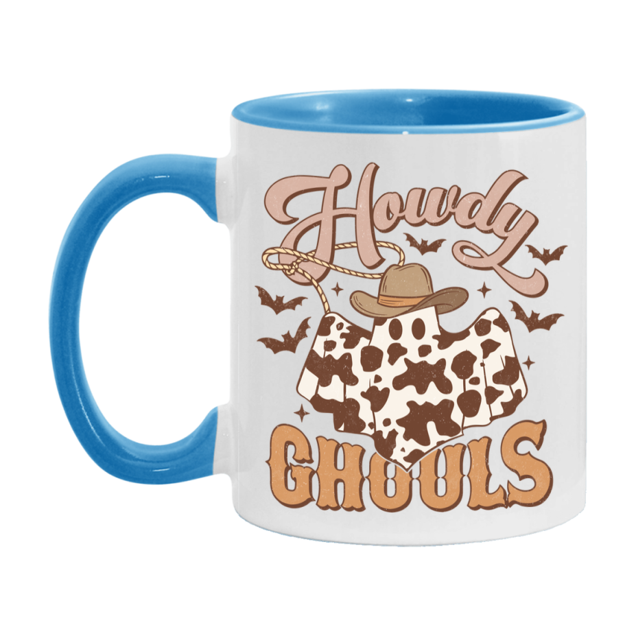 Western Halloween Mug, Cute Retro Western Halloween Coffee Cup, 11Oz Or 15Oz White Ceramic Mug