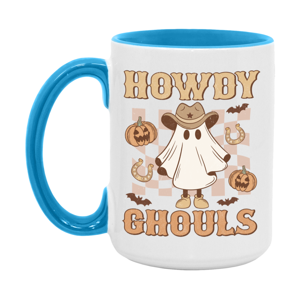 Western Halloween Mug, Cute Retro Western Halloween Coffee Cup, 11Oz Or 15Oz White Ceramic Mug