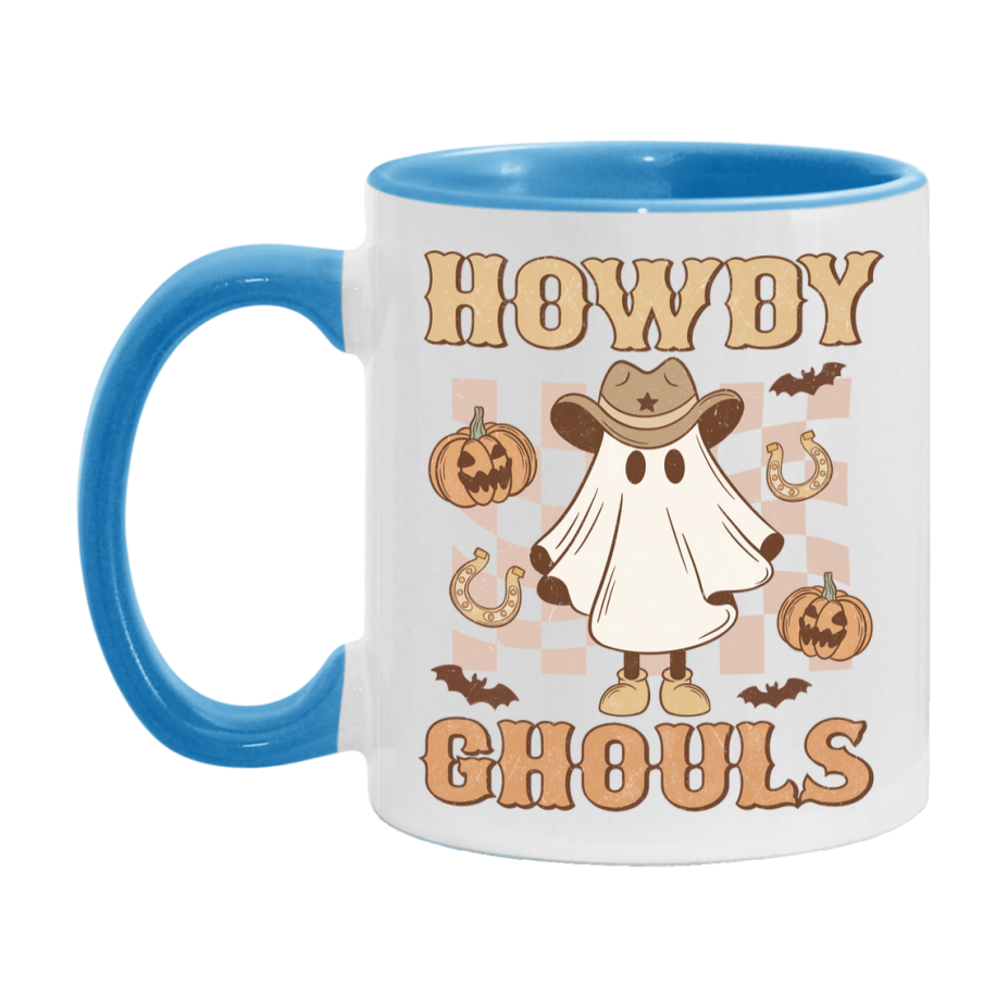 Western Halloween Mug, Cute Retro Western Halloween Coffee Cup, 11Oz Or 15Oz White Ceramic Mug