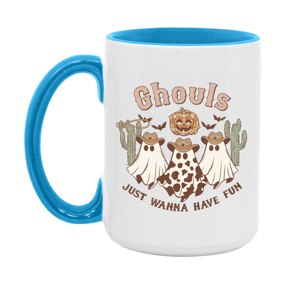 Western Halloween Mug, Cute Retro Western Halloween Coffee Cup, 11Oz Or 15Oz White Ceramic Mug