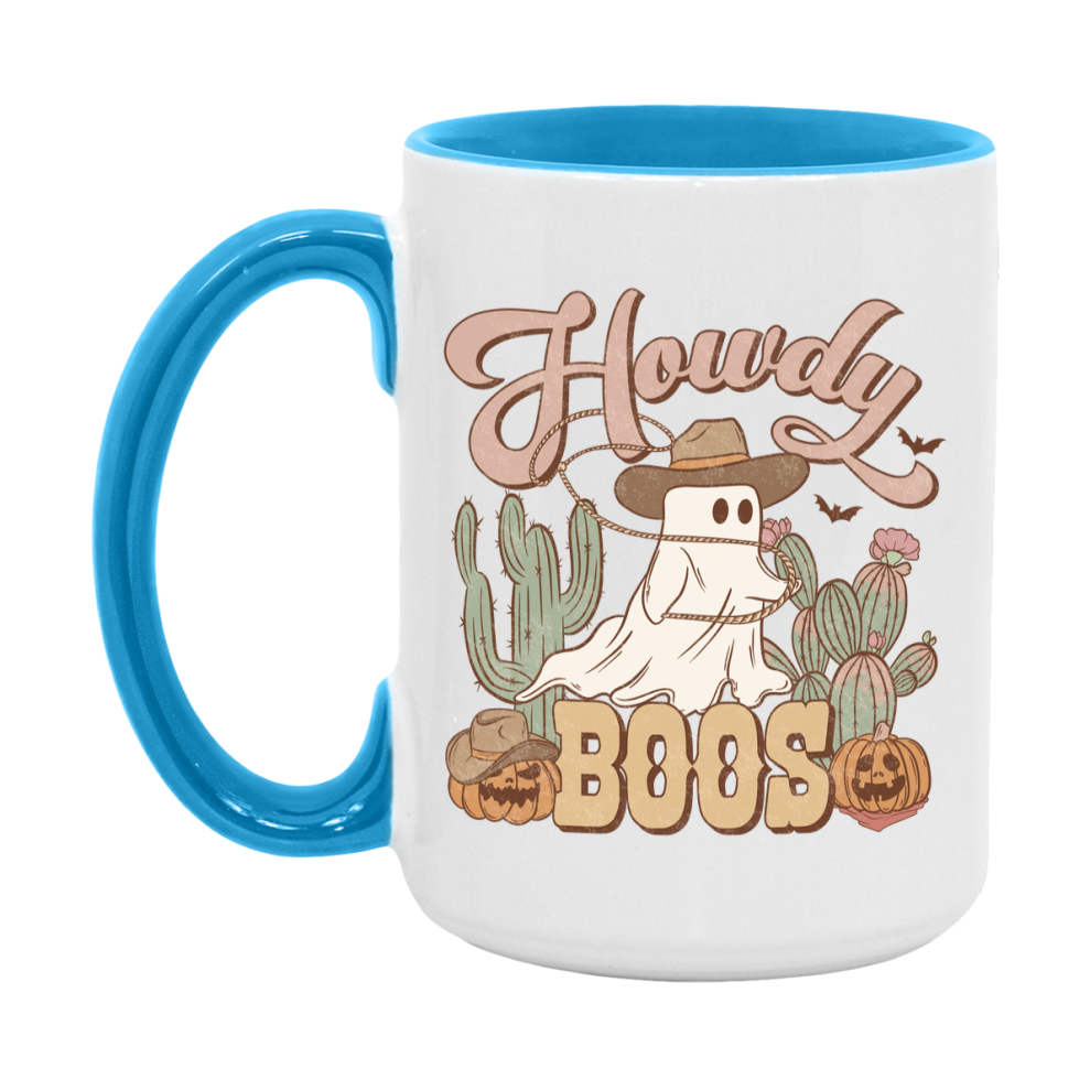 Western Halloween Mug, Cute Retro Western Halloween Coffee Cup, 11Oz Or 15Oz White Ceramic Mug