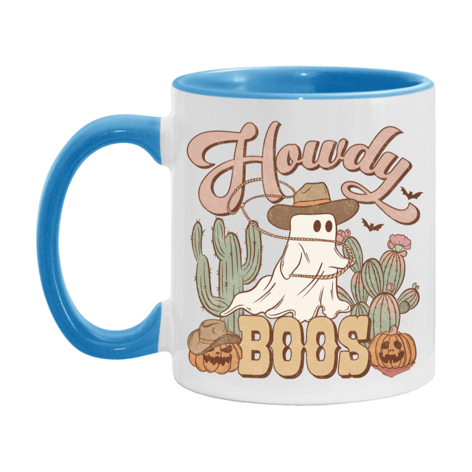 Western Halloween Mug, Cute Retro Western Halloween Coffee Cup, 11Oz Or 15Oz White Ceramic Mug