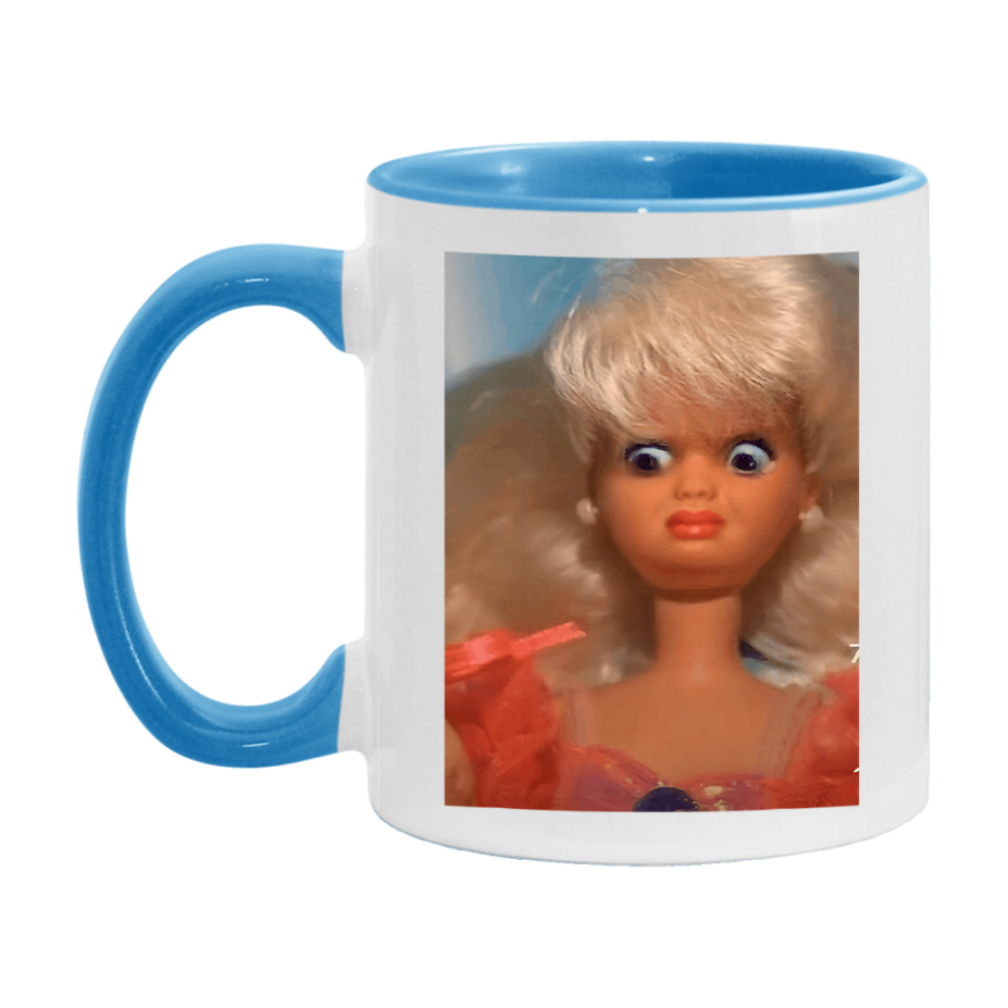Disgusted Doll Face Mug, Funny Doll Face Meme Coffee Cup