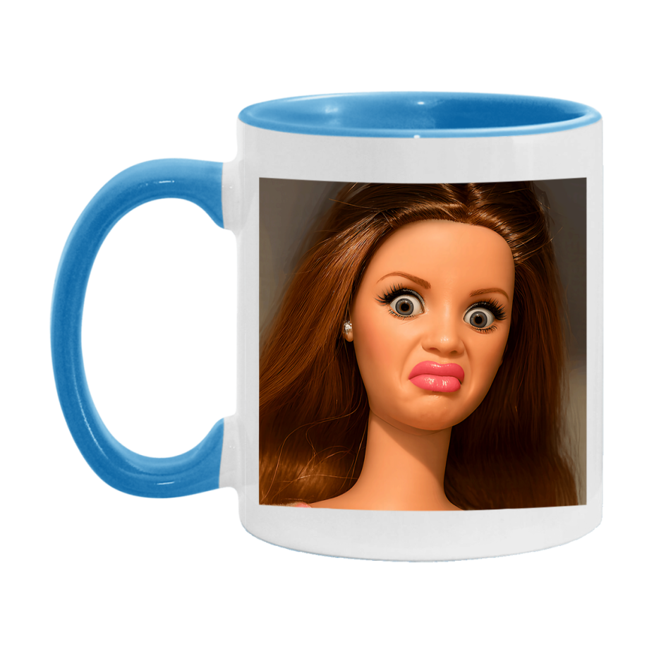 Disgusted Doll Face Mug, Funny Doll Face Meme Coffee Cup