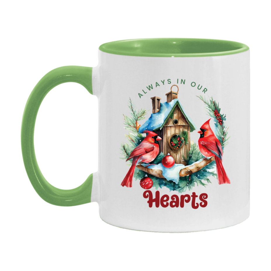 Red Cardinal Mug – Northern Red Cardinal Christmas Mug with Heartfelt Message, 11oz or 15oz White Ceramic Coffee Cup