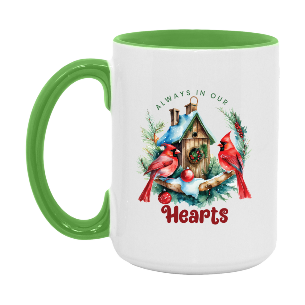 Red Cardinal Mug – Northern Red Cardinal Christmas Mug with Heartfelt Message, 11oz or 15oz White Ceramic Coffee Cup