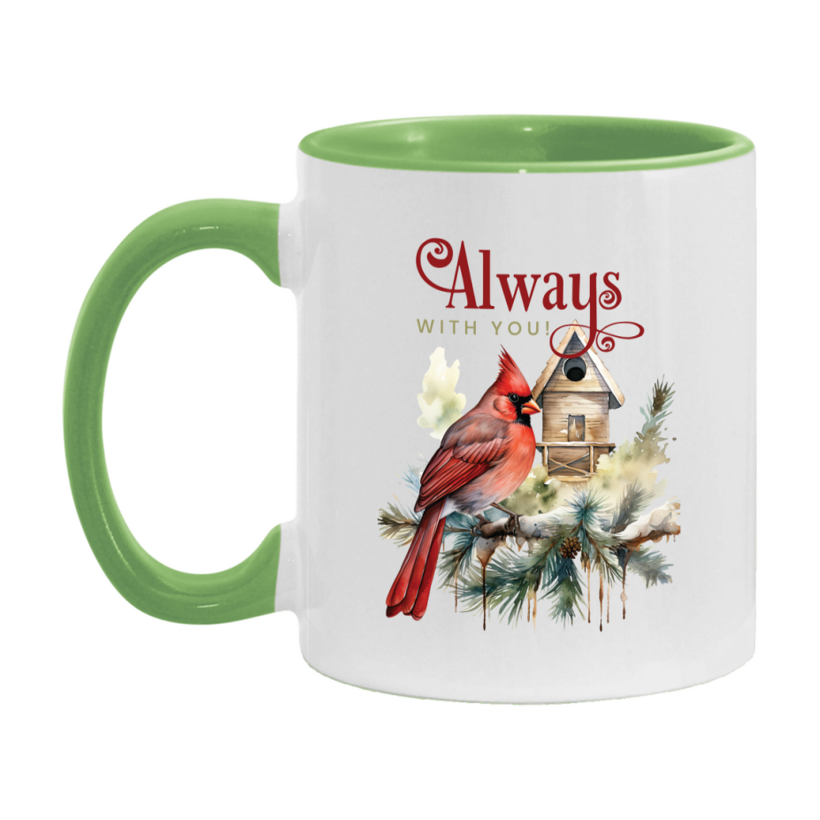Red Cardinal Mug – Northern Red Cardinal Christmas Mug with Heartfelt Message, 11oz or 15oz White Ceramic Coffee Cup