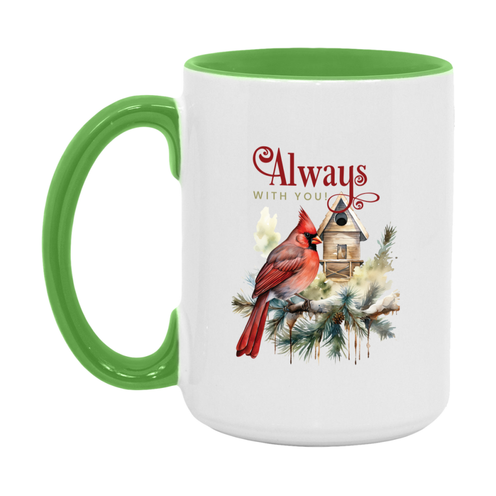 Red Cardinal Mug – Northern Red Cardinal Christmas Mug with Heartfelt Message, 11oz or 15oz White Ceramic Coffee Cup