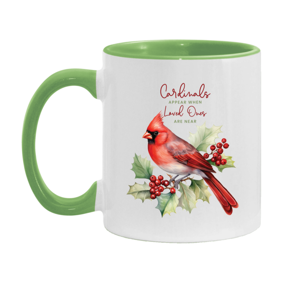 Red Cardinal Mug – Northern Red Cardinal Christmas Mug with Heartfelt Message, 11oz or 15oz White Ceramic Coffee Cup