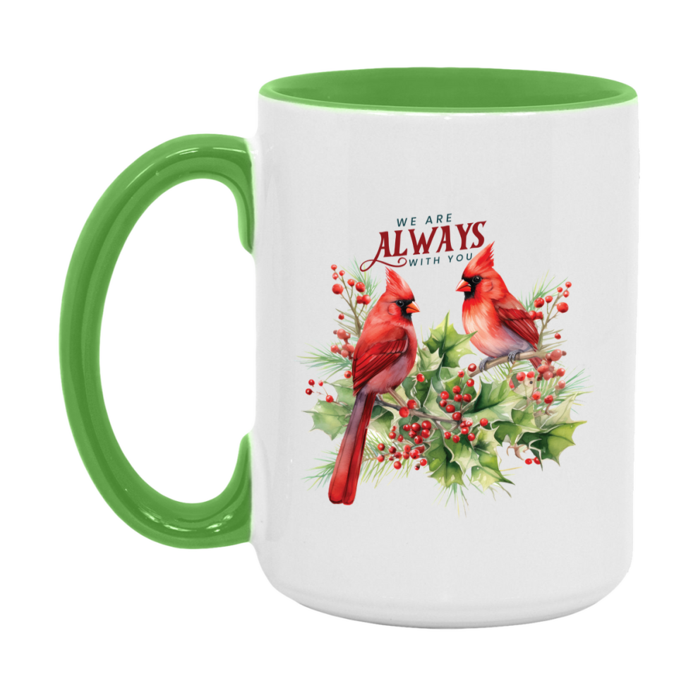 Red Cardinal Mug – Northern Red Cardinal Christmas Mug with Heartfelt Message, 11oz or 15oz White Ceramic Coffee Cup