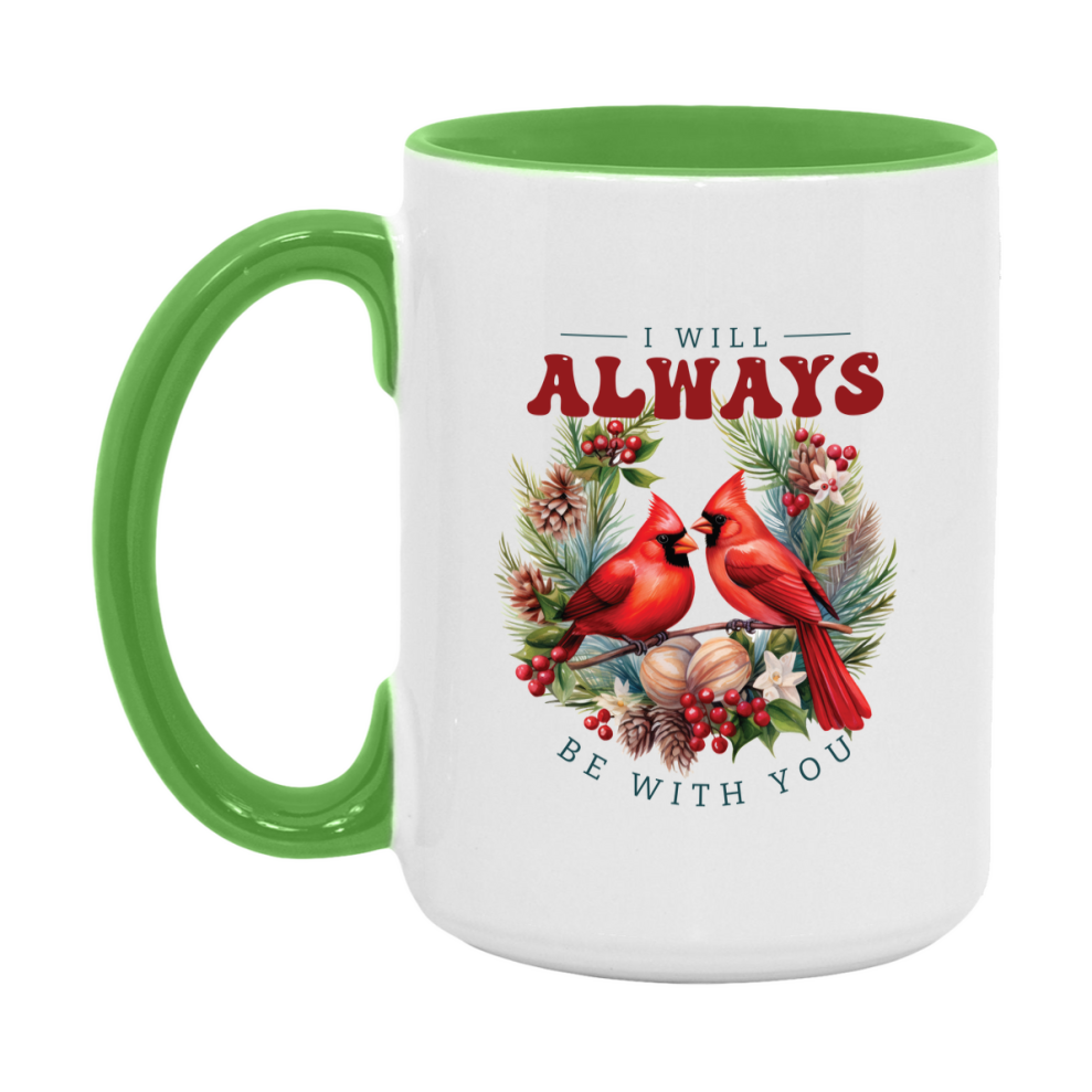 Red Cardinal Mug – Northern Red Cardinal Christmas Mug with Heartfelt Message, 11oz or 15oz White Ceramic Coffee Cup