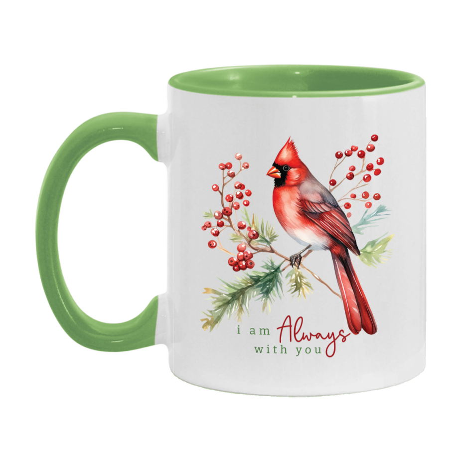 Red Cardinal Mug – Northern Red Cardinal Christmas Mug with Heartfelt Message, 11oz or 15oz White Ceramic Coffee Cup