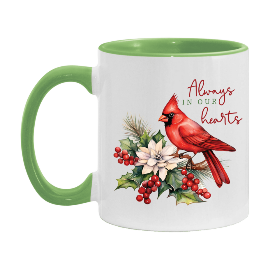 Red Cardinal Mug – Northern Red Cardinal Christmas Mug with Heartfelt Message, 11oz or 15oz White Ceramic Coffee Cup