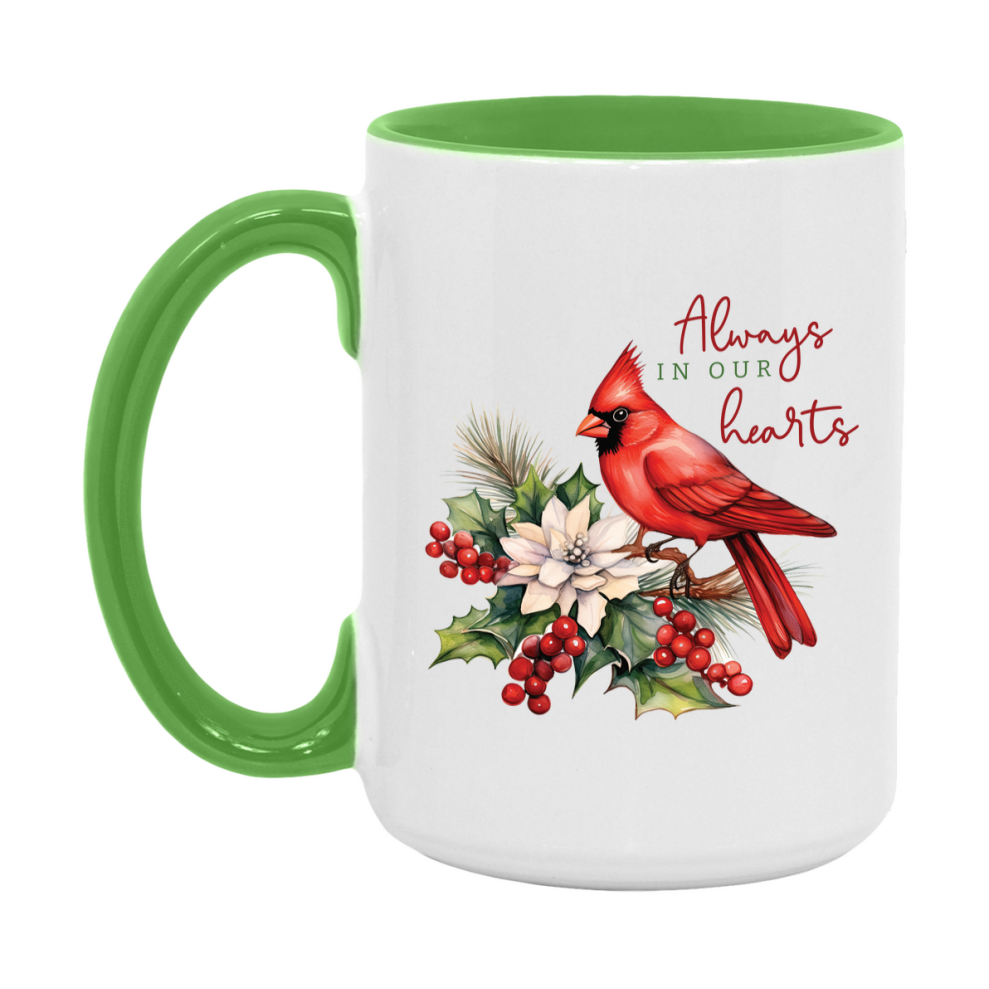 Red Cardinal Mug – Northern Red Cardinal Christmas Mug with Heartfelt Message, 11oz or 15oz White Ceramic Coffee Cup