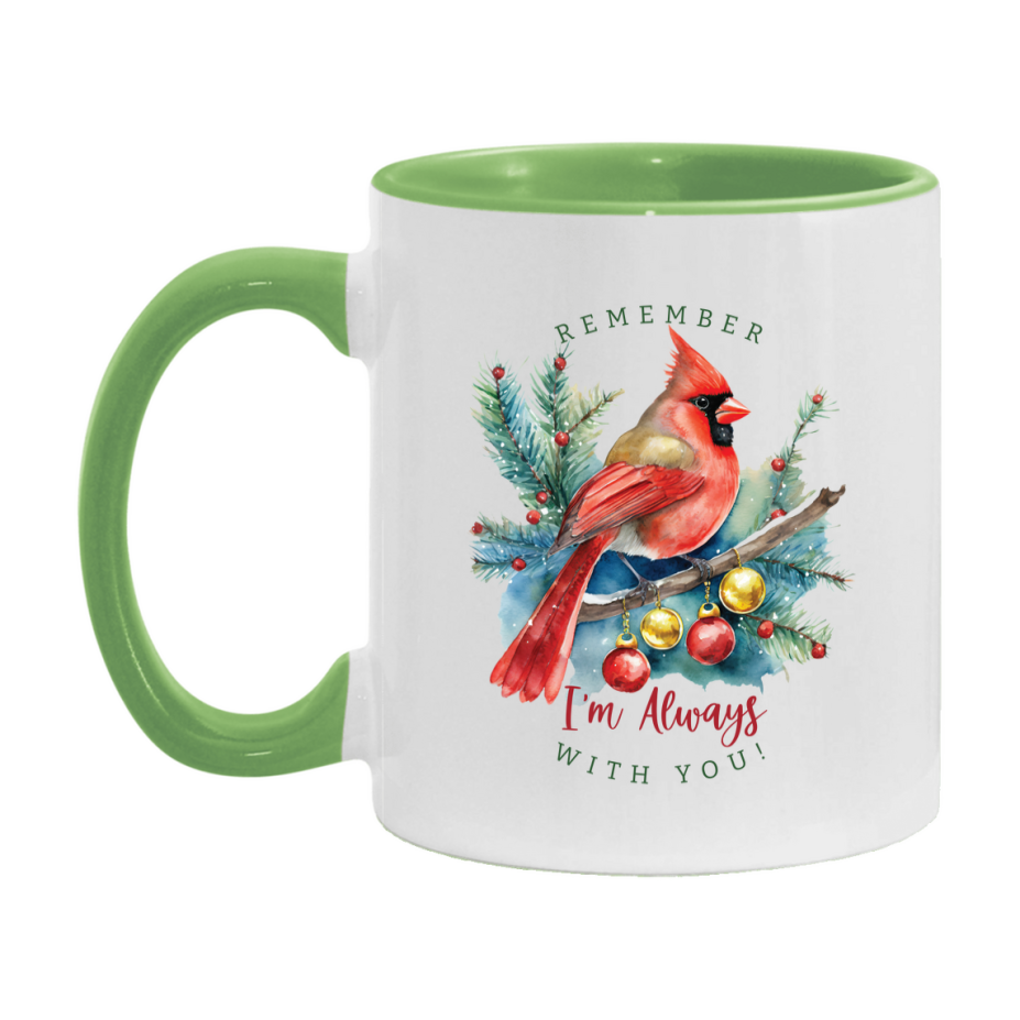 Red Cardinal Mug – Northern Red Cardinal Christmas Mug with Heartfelt Message, 11oz or 15oz White Ceramic Coffee Cup