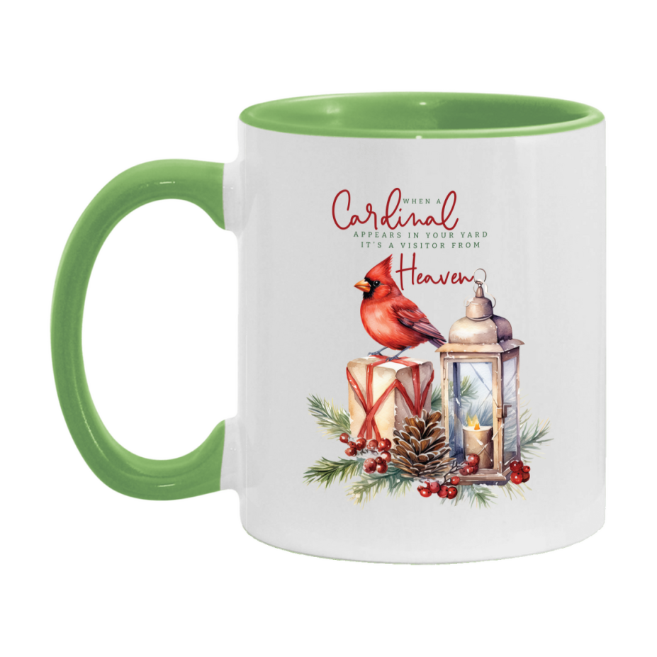 Red Cardinal Mug – Northern Red Cardinal Christmas Mug with Heartfelt Message, 11oz or 15oz White Ceramic Coffee Cup