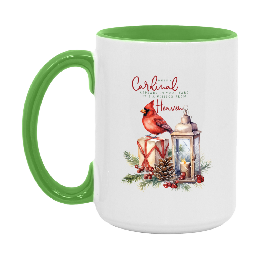 Red Cardinal Mug – Northern Red Cardinal Christmas Mug with Heartfelt Message, 11oz or 15oz White Ceramic Coffee Cup