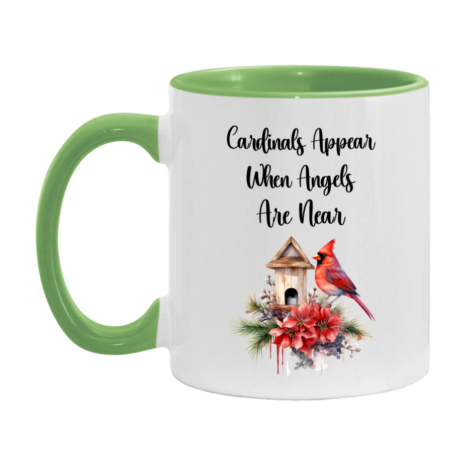 Red Cardinal Mug – "Cardinals Appear When Angels Are Near," 11oz or 15oz Ceramic Christmas Coffee Mug Gift for Cardinal Lovers
