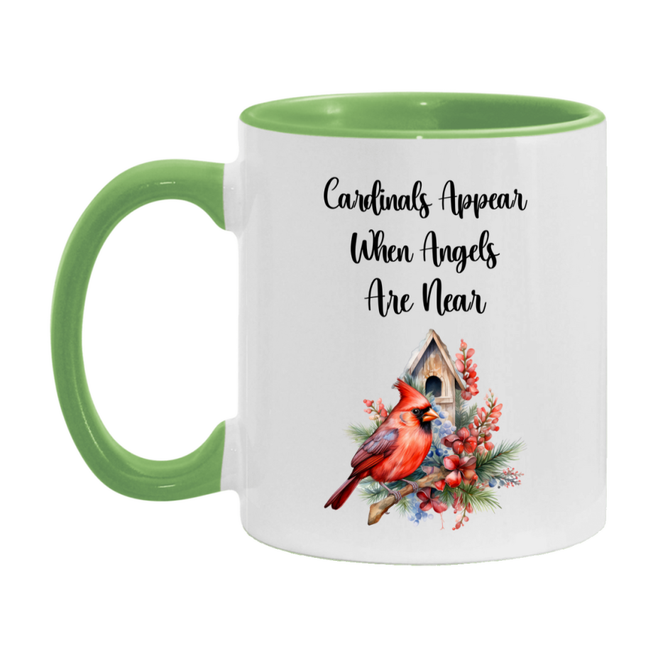 Red Cardinal Mug – "Cardinals Appear When Angels Are Near," 11oz or 15oz Ceramic Christmas Coffee Mug Gift for Cardinal Lovers