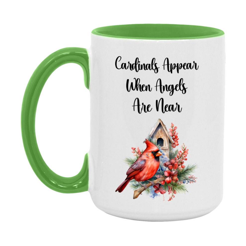Red Cardinal Mug – "Cardinals Appear When Angels Are Near," 11oz or 15oz Ceramic Christmas Coffee Mug Gift for Cardinal Lovers