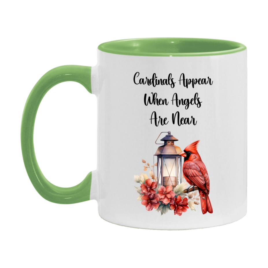Red Cardinal Mug – "Cardinals Appear When Angels Are Near," 11oz or 15oz Ceramic Christmas Coffee Mug Gift for Cardinal Lovers