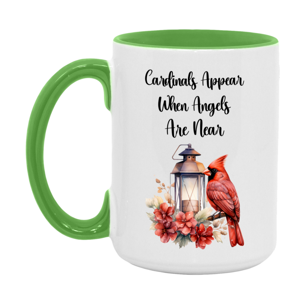 Red Cardinal Mug – "Cardinals Appear When Angels Are Near," 11oz or 15oz Ceramic Christmas Coffee Mug Gift for Cardinal Lovers