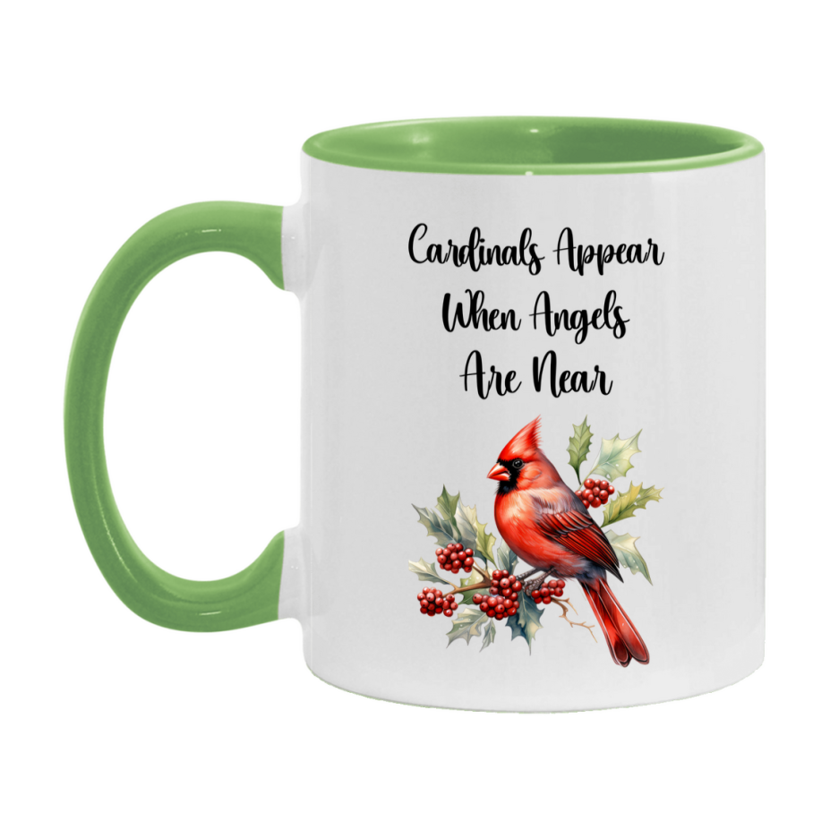 Red Cardinal Mug – "Cardinals Appear When Angels Are Near," 11oz or 15oz Ceramic Christmas Coffee Mug Gift for Cardinal Lovers