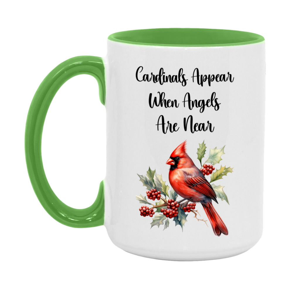 Red Cardinal Mug – "Cardinals Appear When Angels Are Near," 11oz or 15oz Ceramic Christmas Coffee Mug Gift for Cardinal Lovers