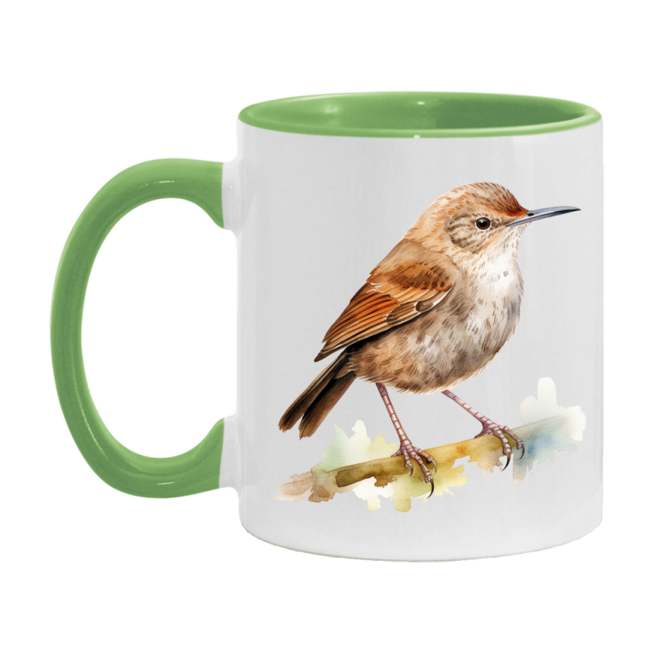Bird Watching Mug, House Wren Song Bird Mug, 11oz or 15oz White Ceramic Coffee Mug Gift for Bird Watchers
