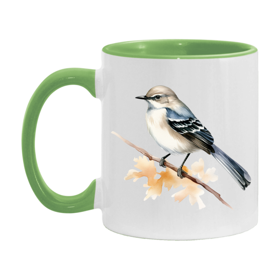 Bird Watching Mug, Mockingbird Song Bird Mug, 11oz or 15oz White Ceramic Coffee Mug Gift for Bird Watchers