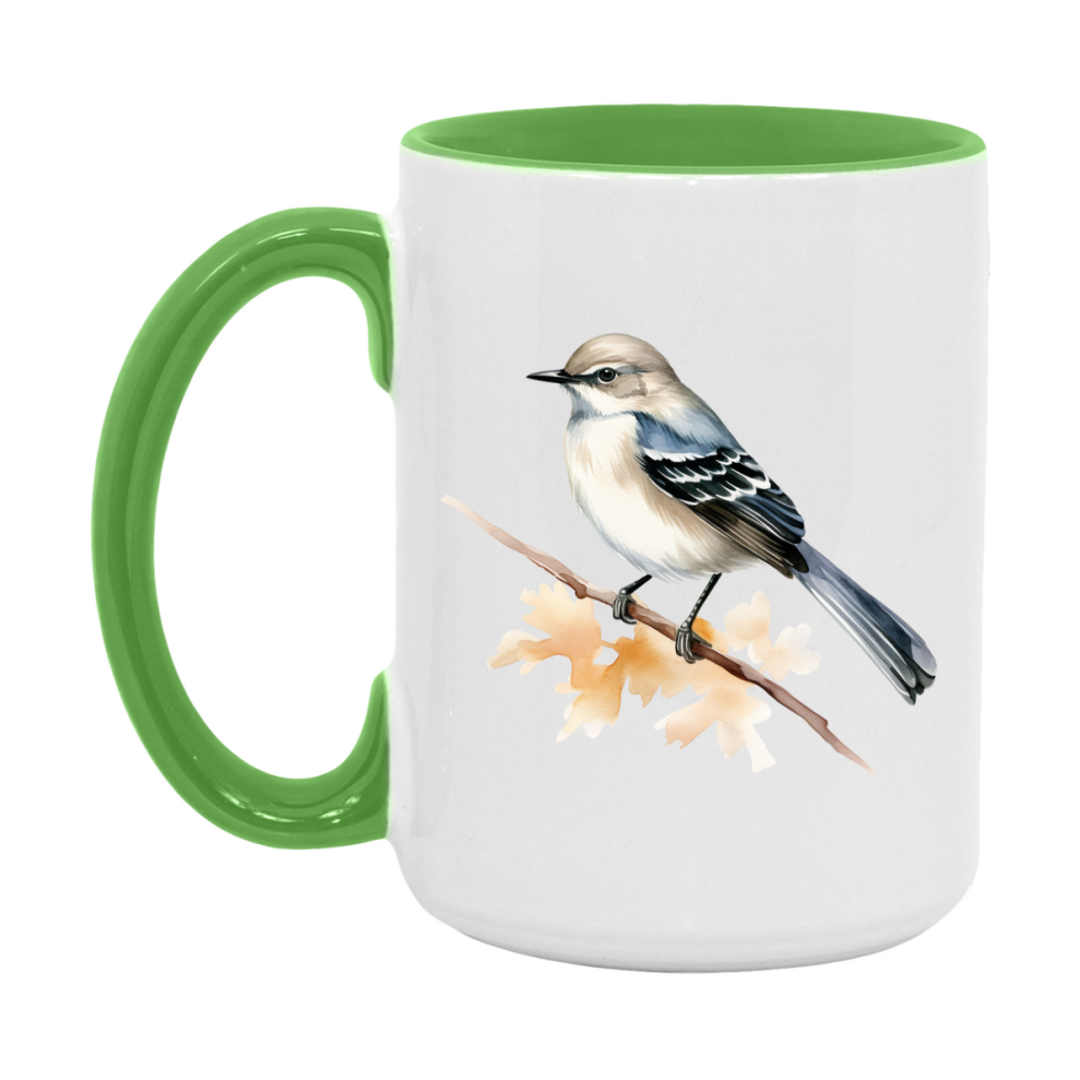 Bird Watching Mug, Mockingbird Song Bird Mug, 11oz or 15oz White Ceramic Coffee Mug Gift for Bird Watchers