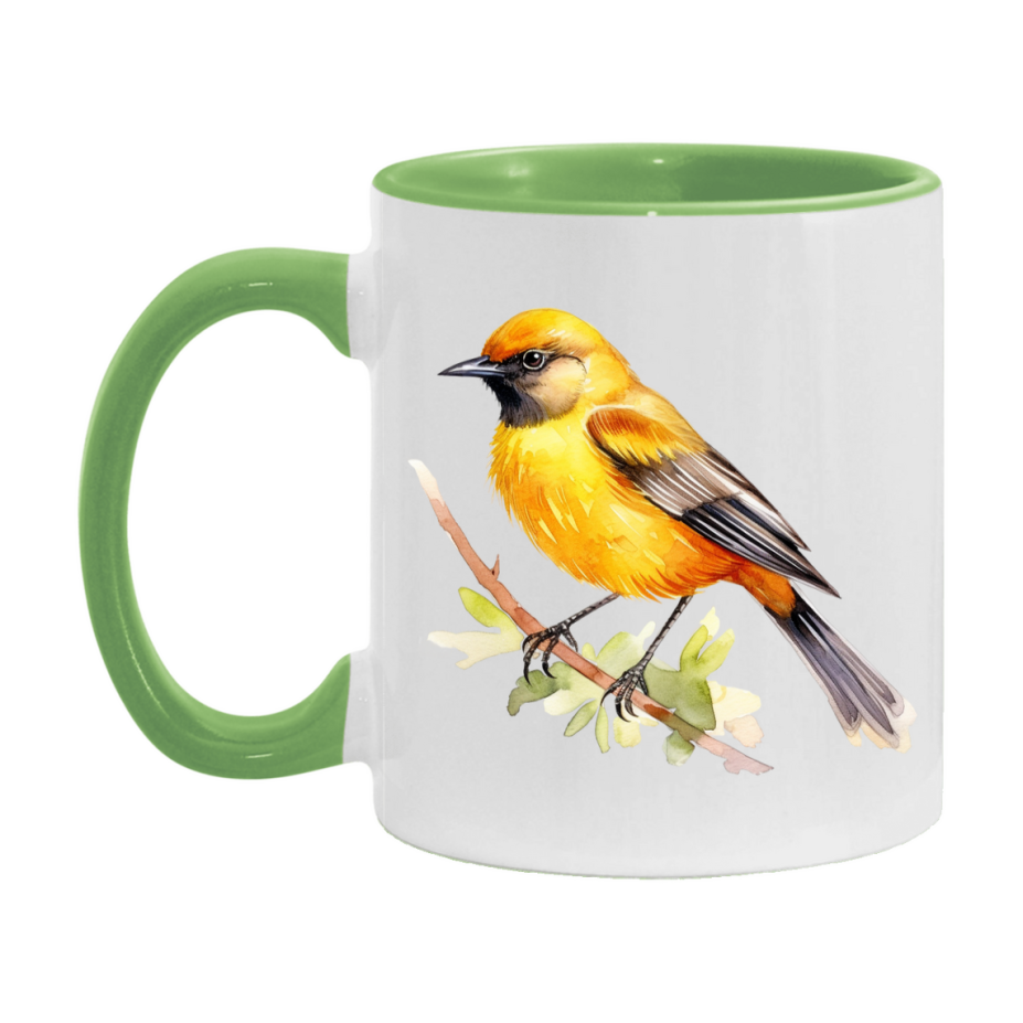 Bird Watching Mug, Orchard Oriole Song Bird Mug, 11oz or 15oz White Ceramic Coffee Mug Gift for Bird Watchers