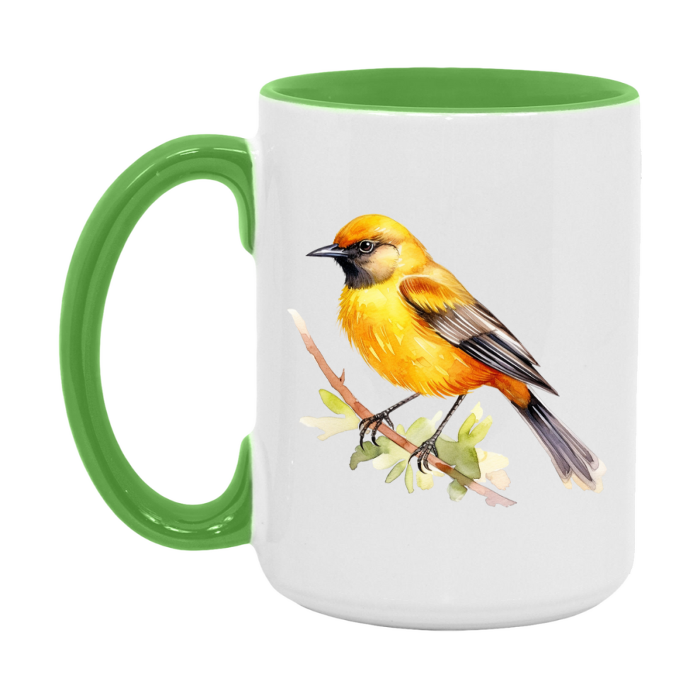 Bird Watching Mug, Orchard Oriole Song Bird Mug, 11oz or 15oz White Ceramic Coffee Mug Gift for Bird Watchers