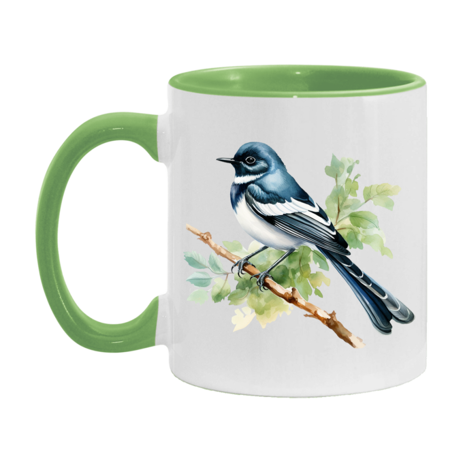 Bird Watching Mug, Oriental Magpie Robin Song Bird Mug, 11oz or 15oz White Ceramic Coffee Mug Gift for Bird Watchers