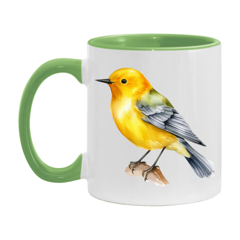 Bird Watching Mug, Prothonotary Warbler Song Bird Mug, 11oz or 15oz White Ceramic Coffee Mug Gift for Bird Watchers