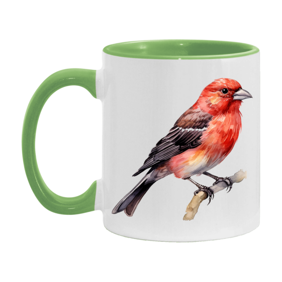 Bird Watching Mug, Red Crossbill Song Bird Mug, 11oz or 15oz White Ceramic Coffee Mug Gift for Bird Watchers