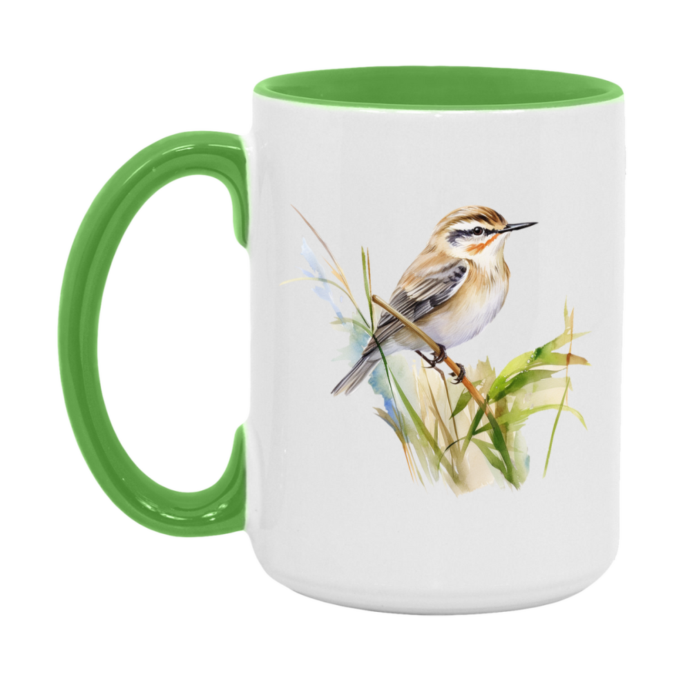 Bird Watching Mug, Sedge Warbler Song Bird Mug, 11oz or 15oz White Ceramic Coffee Mug Gift for Bird Watchers