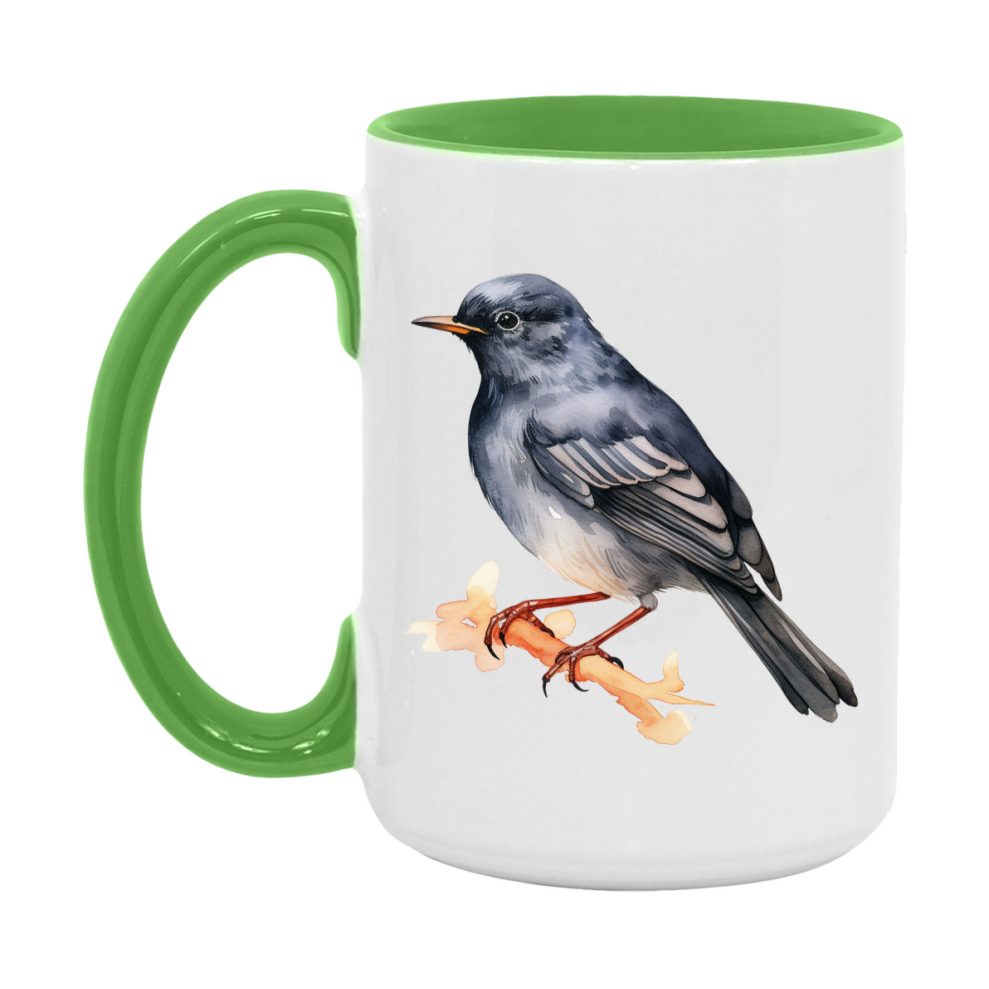 Bird Watching Mug, Slaty Backed Nightingale Thrush Song Bird Mug, 11oz or 15oz White Ceramic Coffee Mug Gift for Bird Watchers