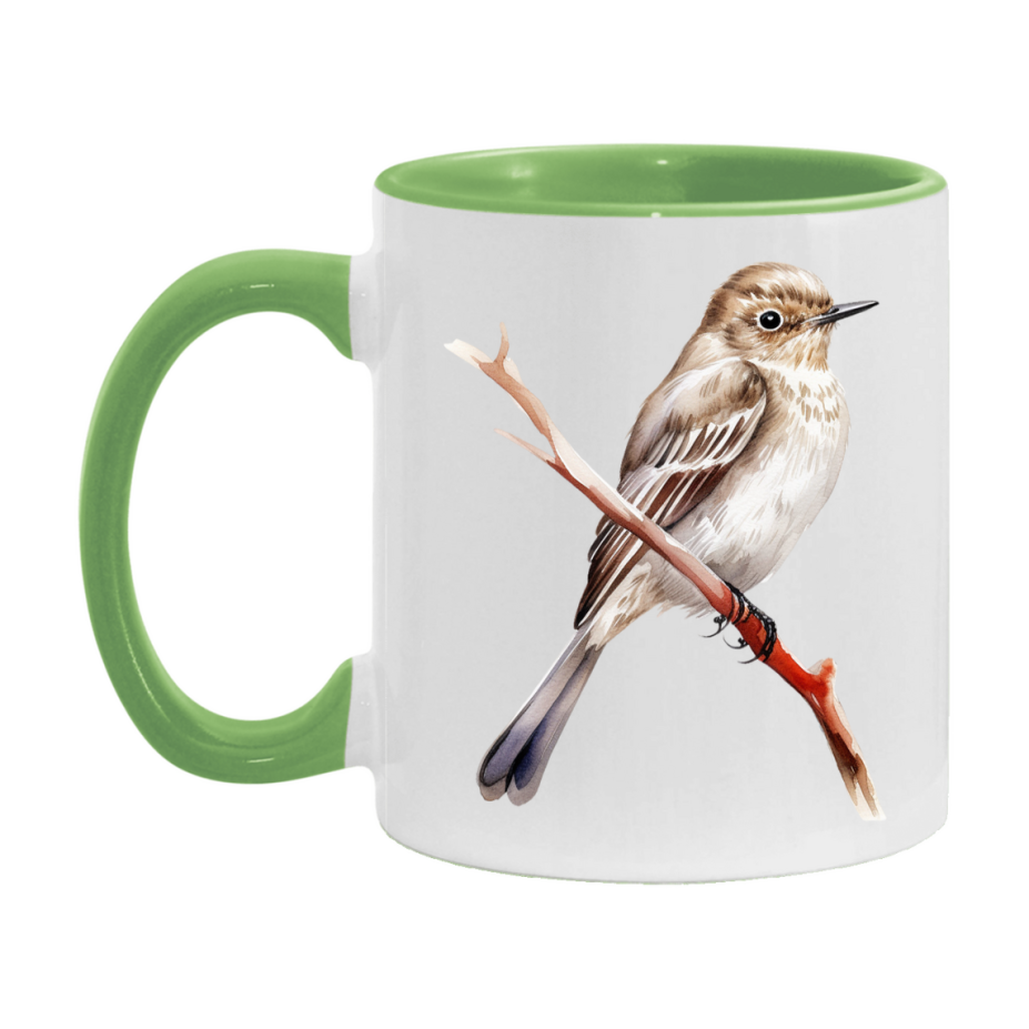 Bird Watching Mug, Spotted Flycatcher Song Bird Mug, 11oz or 15oz White Ceramic Coffee Mug Gift for Bird Watchers