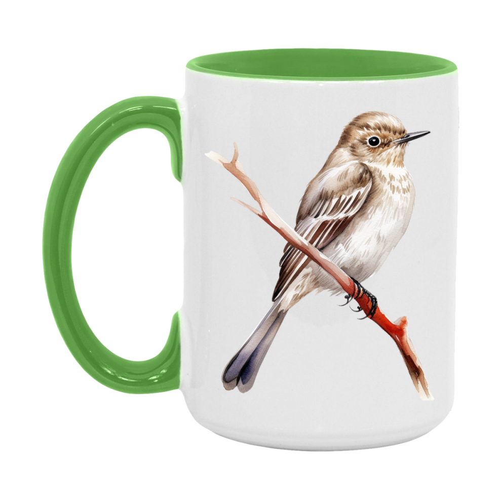 Bird Watching Mug, Spotted Flycatcher Song Bird Mug, 11oz or 15oz White Ceramic Coffee Mug Gift for Bird Watchers