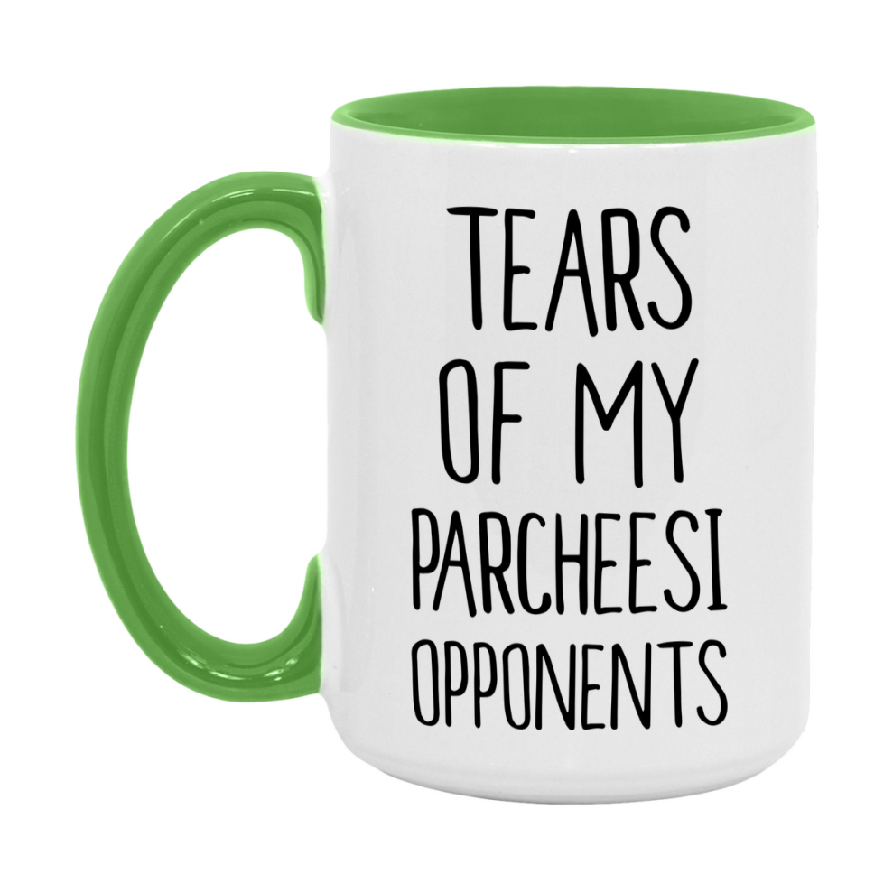 Funny Board Game Mug, Tears of My Parcheesi Opponents, 11oz or 15oz Ceramic White Coffee Cup