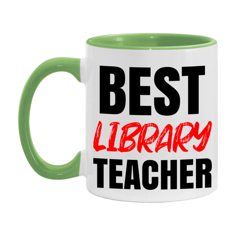 Teacher Superlative Mug, Best Library Teacher Gift, 11oz or 15oz White Ceramic Coffee Cup for Library Teacher