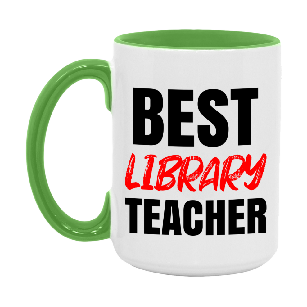 Teacher Superlative Mug, Best Library Teacher Gift, 11oz or 15oz White Ceramic Coffee Cup for Library Teacher